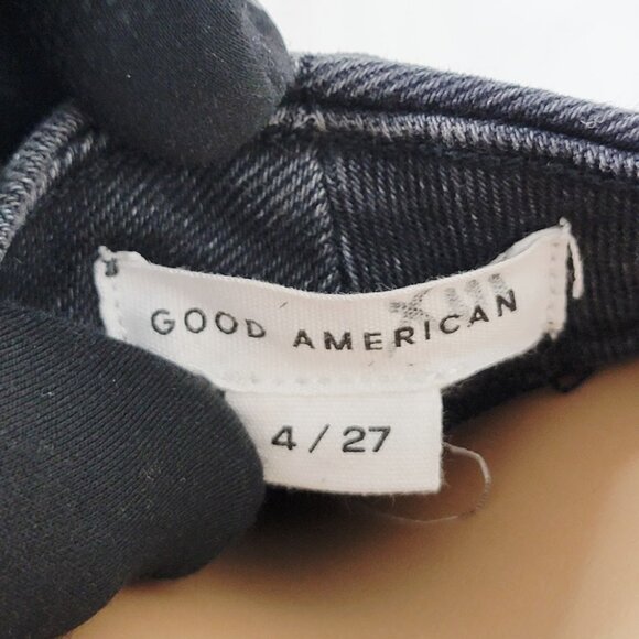 Good American Women's Black Dark Wash Good Legs Distressed Skinny Jeans Sz 4/27 - Picture 6 of 8